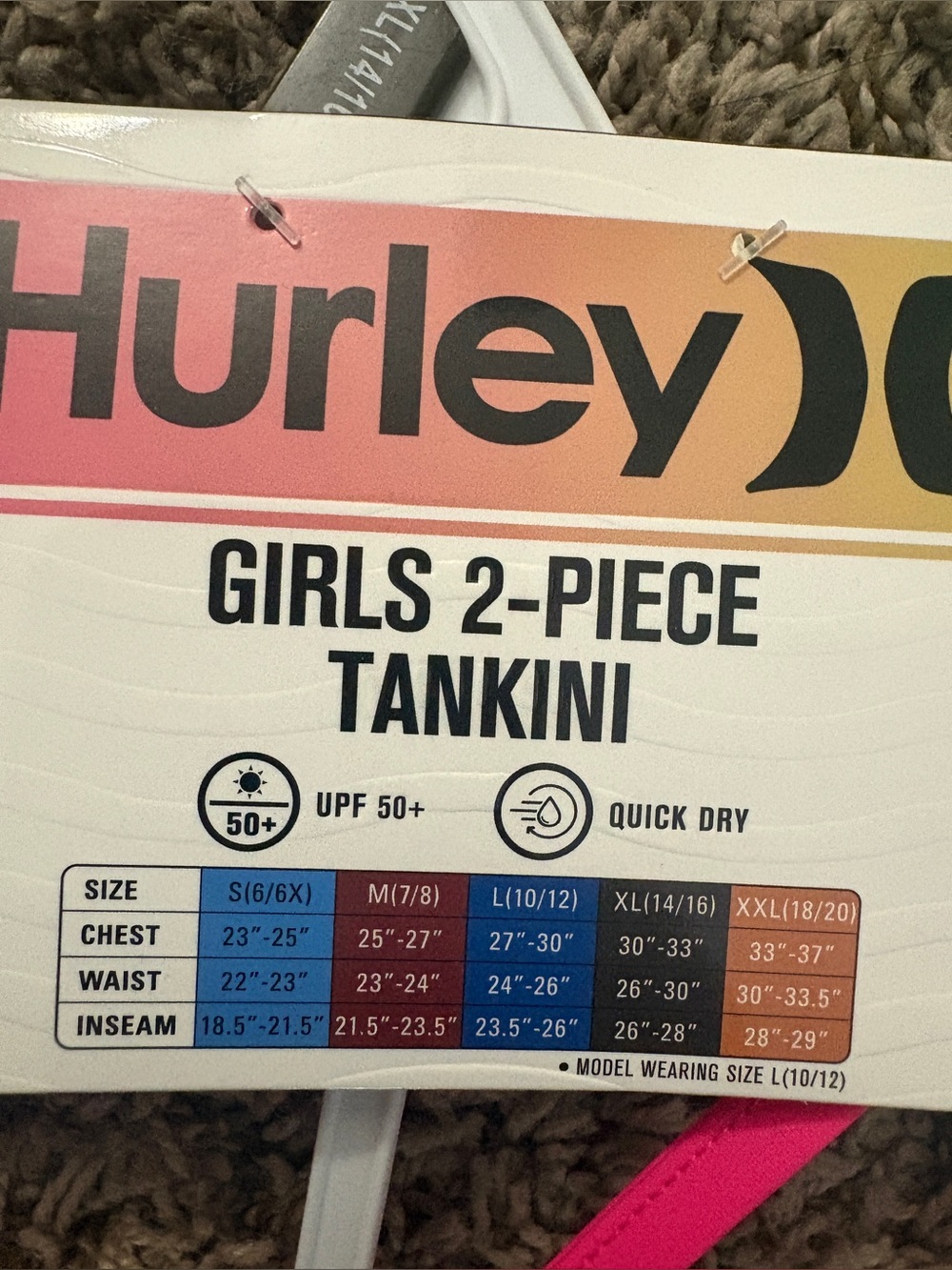 Hurley Girls Black Tropical Floral Tankini with Neon Pink Trim - Picture 8 of 8
